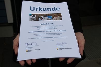 Urkunde "Deutsch-Schwedischer Fachtag zur Vorschulbildung"