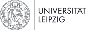 Logo der Universität Leipzig. Links das Siegel, rechts der Schriftzug zweizeilig, getrennt durch eine vertikale Linie