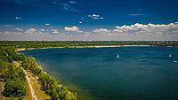 Luftansicht vom Cospudener See im Süden von Leipzig