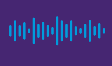 Blaue Soundlinien auf lila Hintergrund